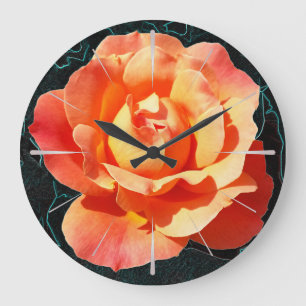 Reloj Redondo Grande Bright orange rose