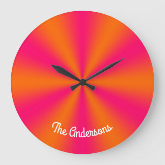 Reloj Redondo Grande Bright Pink and Orange Gradient