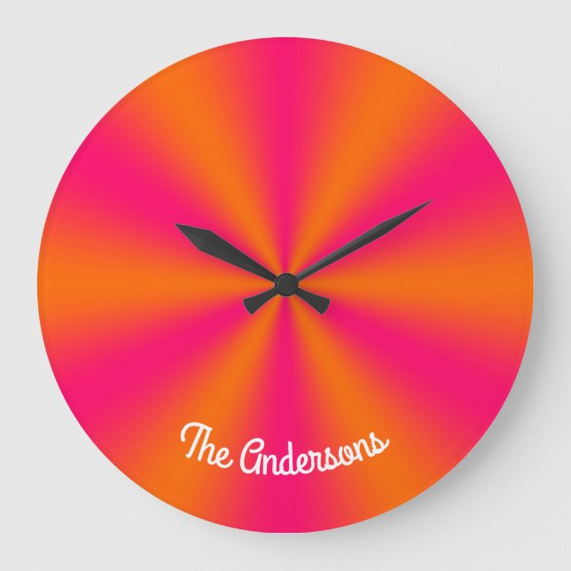 Reloj Redondo Grande Bright Pink and Orange Gradient (Anverso)