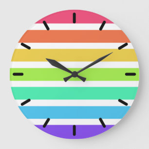 Reloj Redondo Grande Bright rainbow stripes