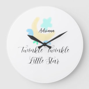 Reloj Redondo Grande brilla brilla estrellita azul estrellas luna amari