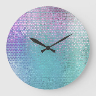 Reloj Redondo Grande Brillante Abstracto Mosaic Multicololor Glosa