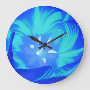 Reloj Redondo Grande Brillante pared tulipán azul