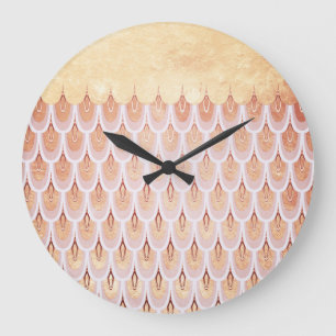 Reloj Redondo Grande Brillante Salmon Purpurina rosa Sirenita Pescado E