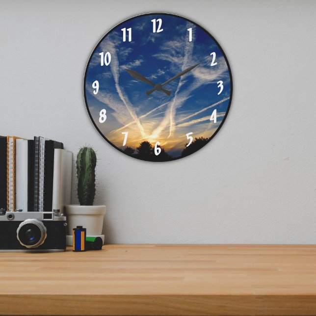 Reloj Redondo Grande Brilliantly Colorful Fall Farm Evening Skies (Subido por el creador)