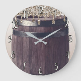 Reloj Redondo Grande Brillo de champán goteo rústico glamour granja chi