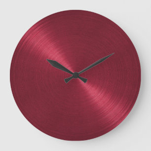 Reloj Redondo Grande Brillo Rojo Elegante