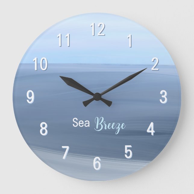 Reloj Redondo Grande Brisa Marina – Océano Azul Tranquilo (Anverso)