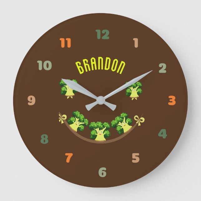 Reloj Redondo Grande Brocoli verde dulce (Anverso)