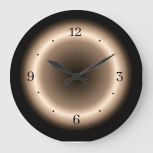 Reloj Redondo Grande Bronceado con efecto de halo brillante en crema