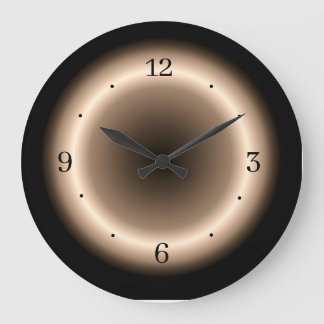 Reloj Redondo Grande Bronceado con efecto de halo brillante en crema