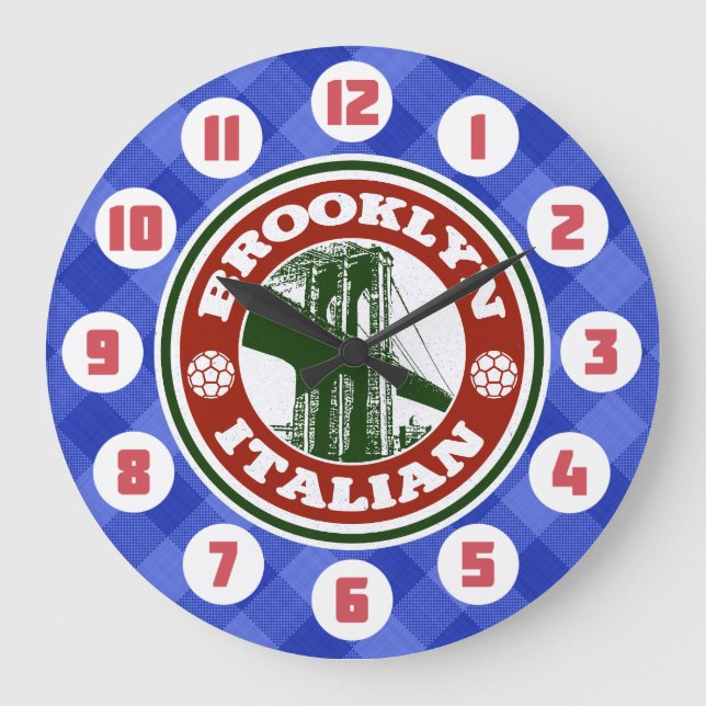 Reloj Redondo Grande Brooklyn Italian American Round Clock (Anverso)