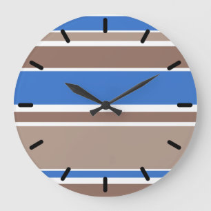 Reloj Redondo Grande Brown and blue stripes