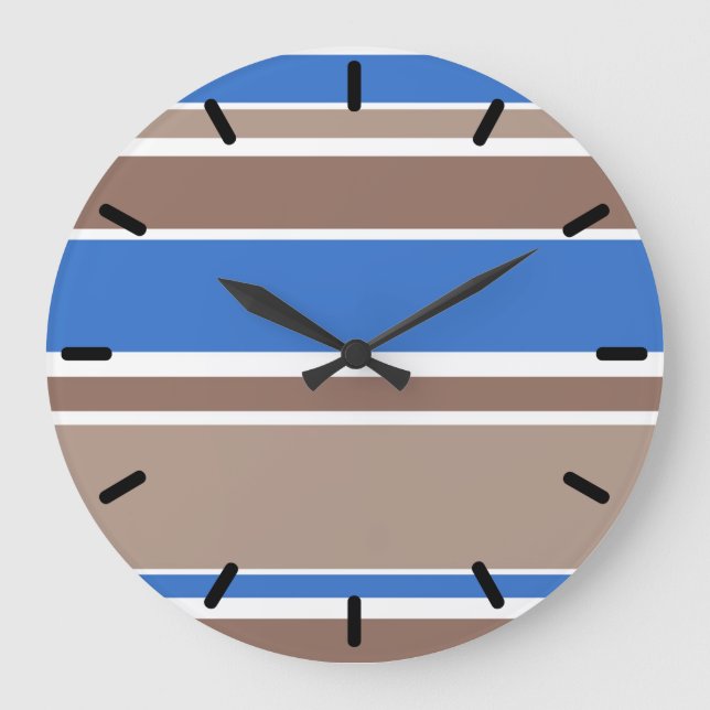 Reloj Redondo Grande Brown and blue stripes (Anverso)