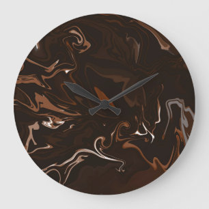 Reloj Redondo Grande Brown, Black and Gray Swirls