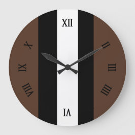 Reloj Redondo Grande Brown, black and white stripes