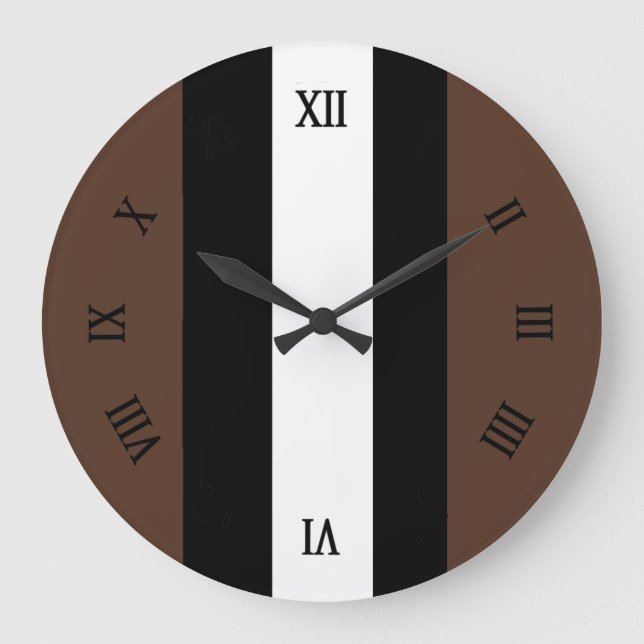 Reloj Redondo Grande Brown, black and white stripes (Anverso)