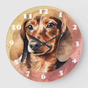 Reloj Redondo Grande Brown Dachshund