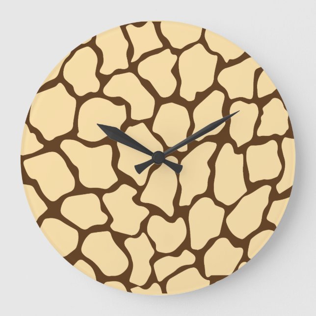 Reloj Redondo Grande Brown Giraffe Pattern – Minimal Animal Print (Anverso)