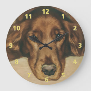 Reloj Redondo Grande Brown observó el perro irlandés de oro