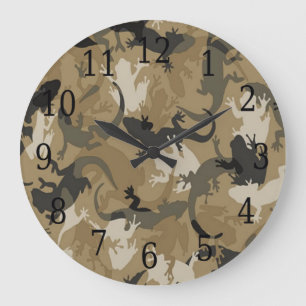 Reloj Redondo Grande Brown Reptile Camouflage Round Clock