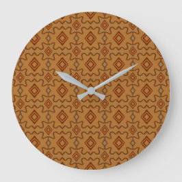 Reloj Redondo Grande Brown Southwestern Style Pattern 