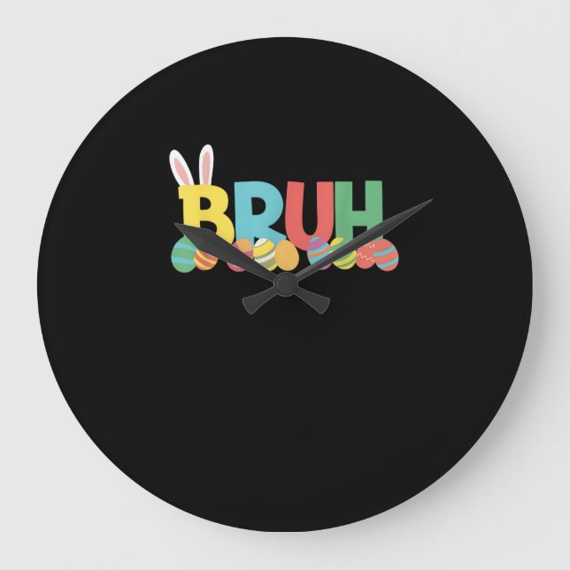 Reloj Redondo Grande Bruh Easter Bunny Cute Meme Para Niños _11 (Anverso)