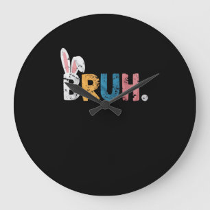 Reloj Redondo Grande Bruh Easter Bunny Cute Meme Para Niños _2