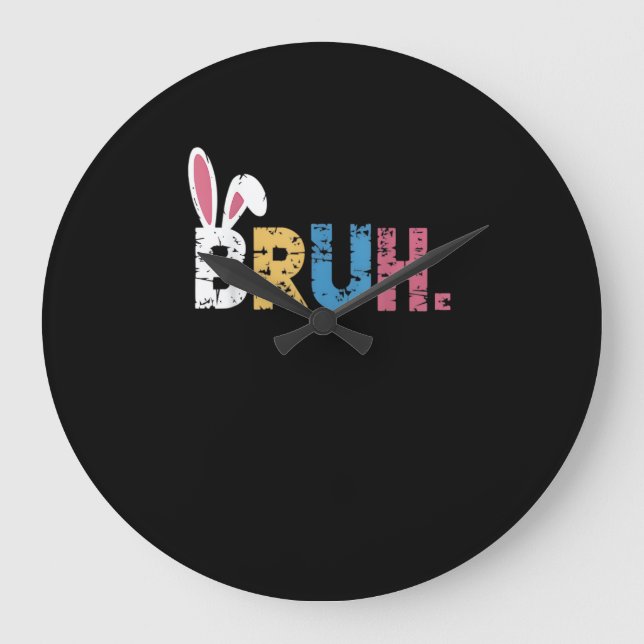 Reloj Redondo Grande Bruh Easter Bunny Cute Meme Para Niños _3 (Anverso)