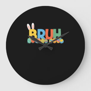 Reloj Redondo Grande Bruh Easter Bunny Cute Meme Para Niños _9
