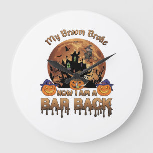 Reloj Redondo Grande Bruja Casa Embrujada Halloween Bar Broom Roto Atrá