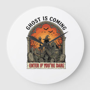 Reloj Redondo Grande Bruja Cementerio Manos Zombie Llega Fantasma Hallo