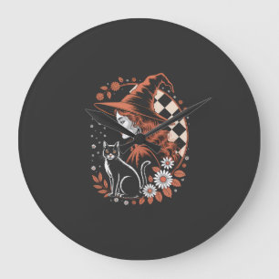 Reloj Redondo Grande Bruja Cuadrada de Halloween