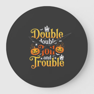Reloj Redondo Grande Bruja de Halloween Doble Doble Trabajo y Problema