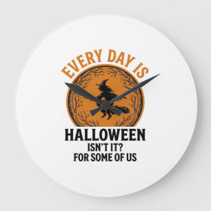 Reloj Redondo Grande Bruja de Halloween Todos los Días es Halloween Div