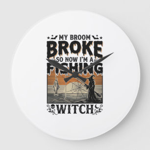 Reloj Redondo Grande Bruja de la pesca Diseño vectorial vintage de Hall