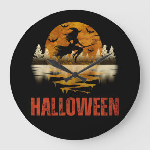 RELOJ REDONDO GRANDE BRUJA DE NOCHE DE HALLOWEEN