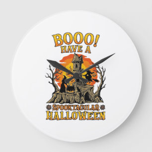 Reloj Redondo Grande Bruja del caldero del castillo de Halloween espelu