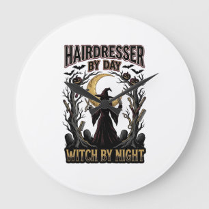 Reloj Redondo Grande Bruja Peluquera Diseño de Estilista de Halloween d