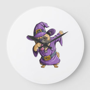 Reloj Redondo Grande Bruja Pug de Dabbing Pugs Divertidos de Halloween