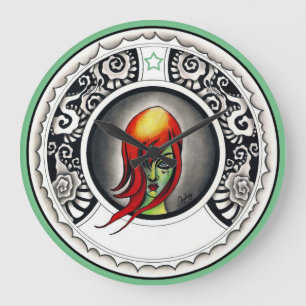 Reloj Redondo Grande Bruja verde