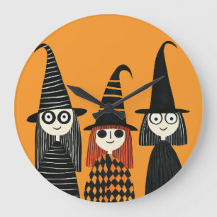 Reloj Redondo Grande Brujas Caprichosas Espeluznantes y Lindas Hallowee
