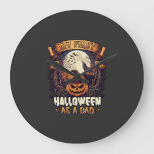 Reloj Redondo Grande Brujas Colgantes Halloween Bruja Voladora Casa Emb