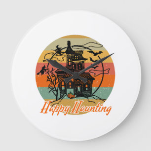 Reloj Redondo Grande Brujas Feliz Halloween Vintage Retro