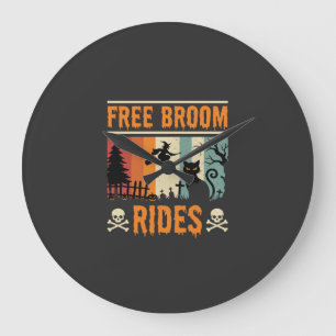 Reloj Redondo Grande Brujas Gatos Monturas Escoba Gratis Halloween