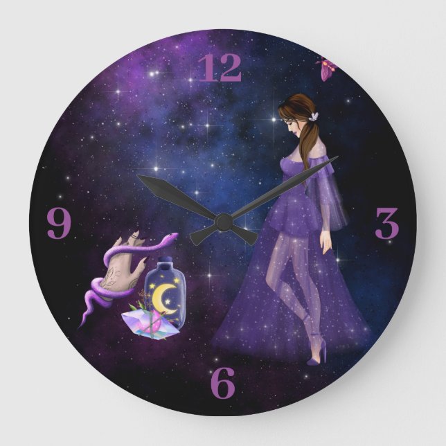 Reloj Redondo Grande Brujería Esoterica Magick Púrpura Regalo Para Bruj (Anverso)