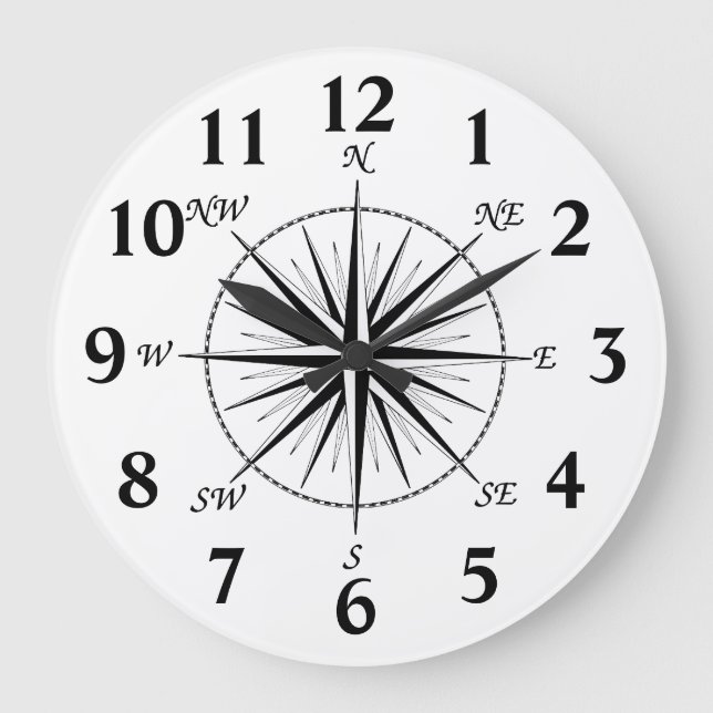 Reloj Redondo Grande brújula de 32 puntos Rosa (Anverso)