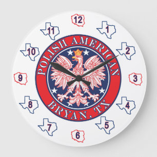 Reloj Redondo Grande Bryan Texas Águila Polaca Estadounidense