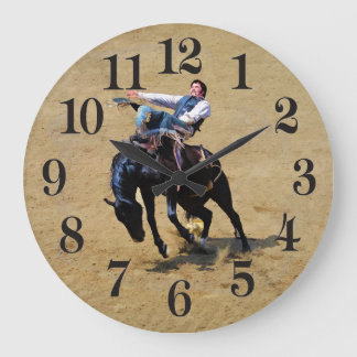 Reloj Redondo Grande Bucking Bareback Bronco y Rodeo Cowboy Clock