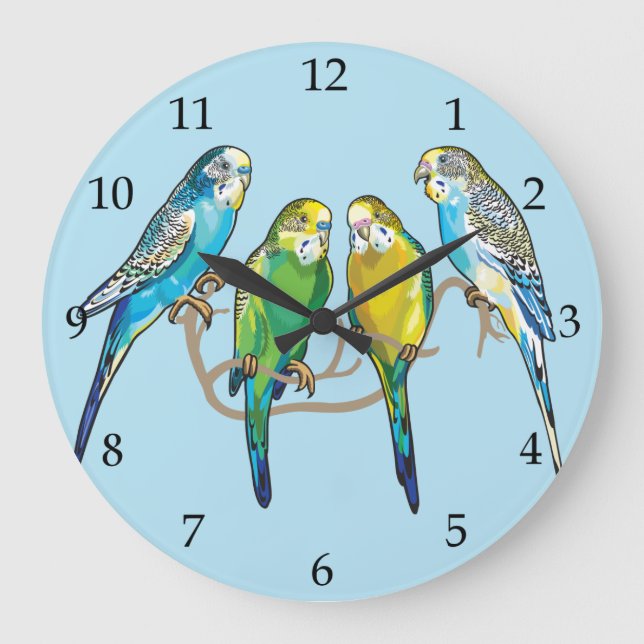 Reloj Redondo Grande budgerigars (Anverso)